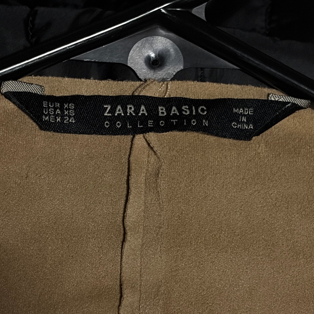 Zara Open Front Suede Draped Cardigan in Taupe - Picture 4 of 4